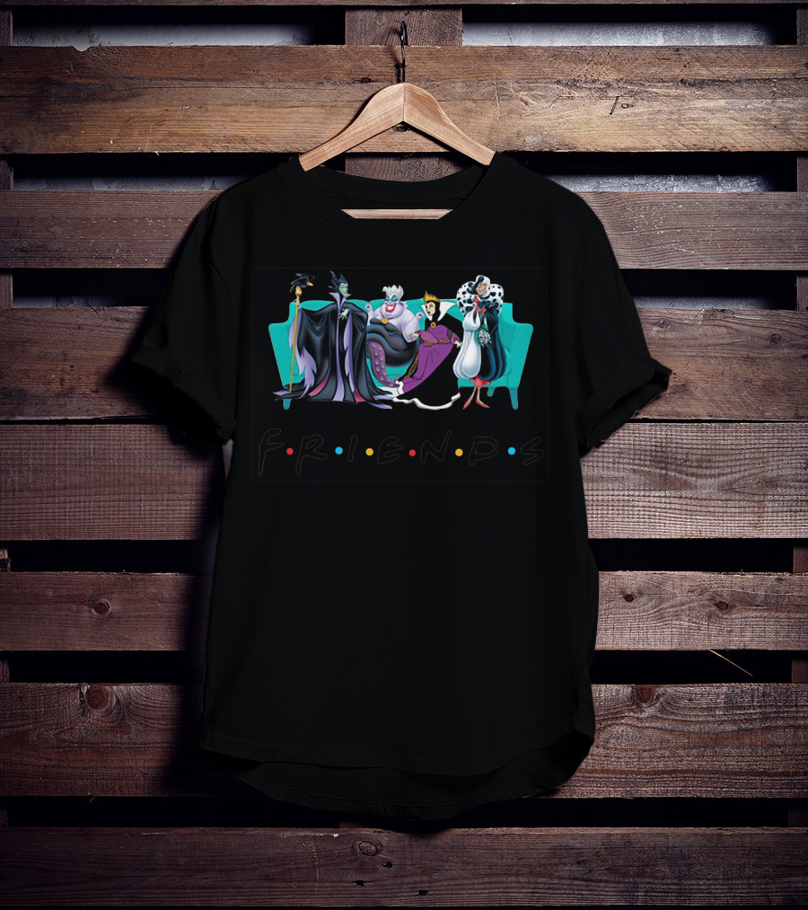 Disney Villains Friends Couch Maleficent Ursula Evil Queen Cruella De Vil T-Shirt