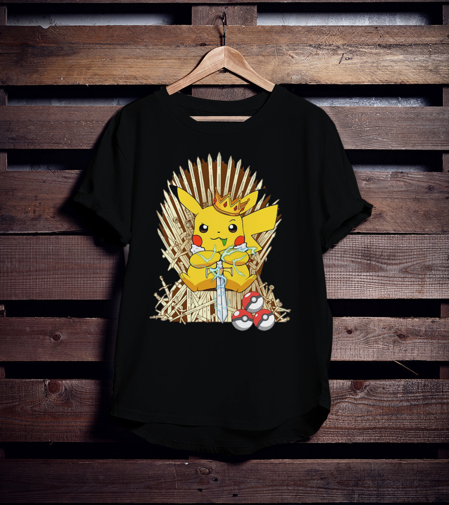 Pikachu Throne King With Sword And Pokeballs Game Of Thrones Style T-Shirt