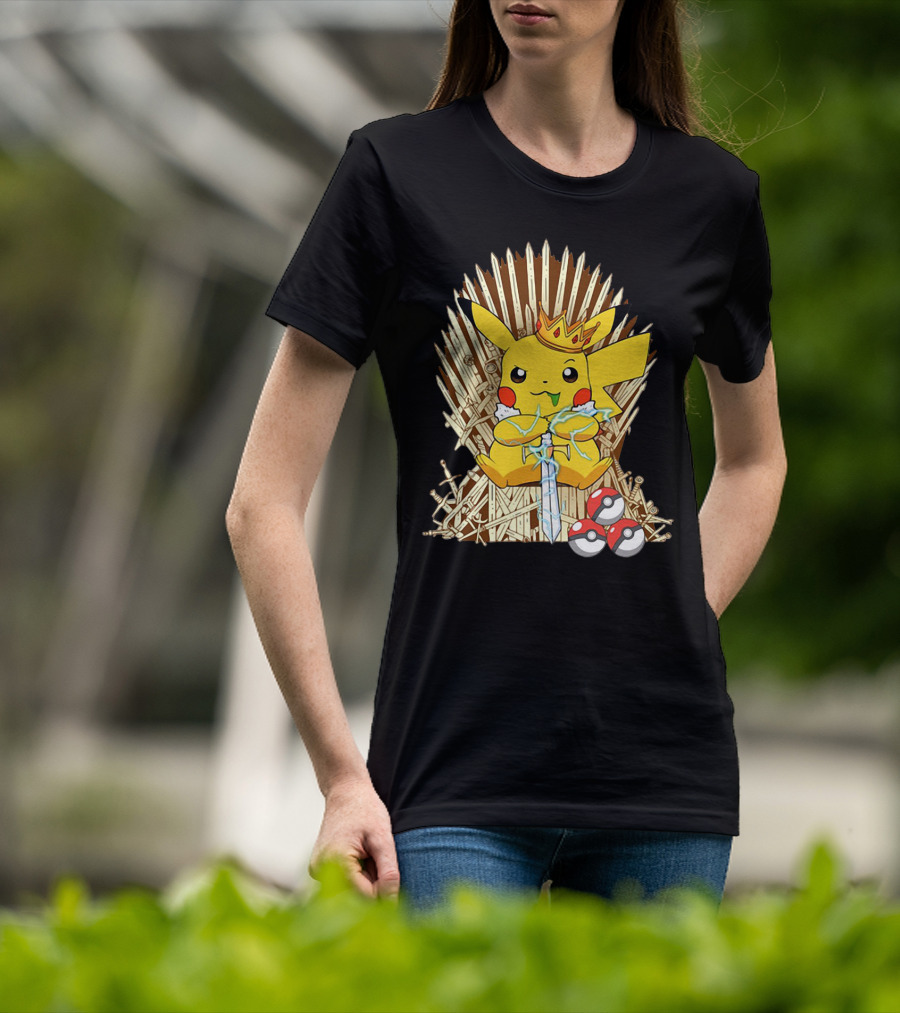 Pikachu Throne King With Sword And Pokeballs Game Of Thrones Style T-Shirt