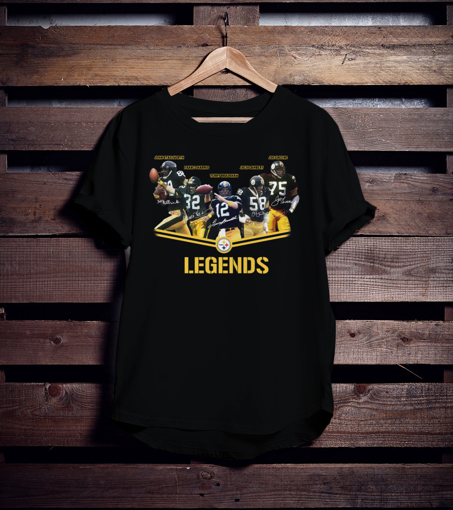 Legends John Stallworth Franco Harris Terry Bradshaw Jack Lambert Joe Greene Pittsburgh Steelers T-Shirt