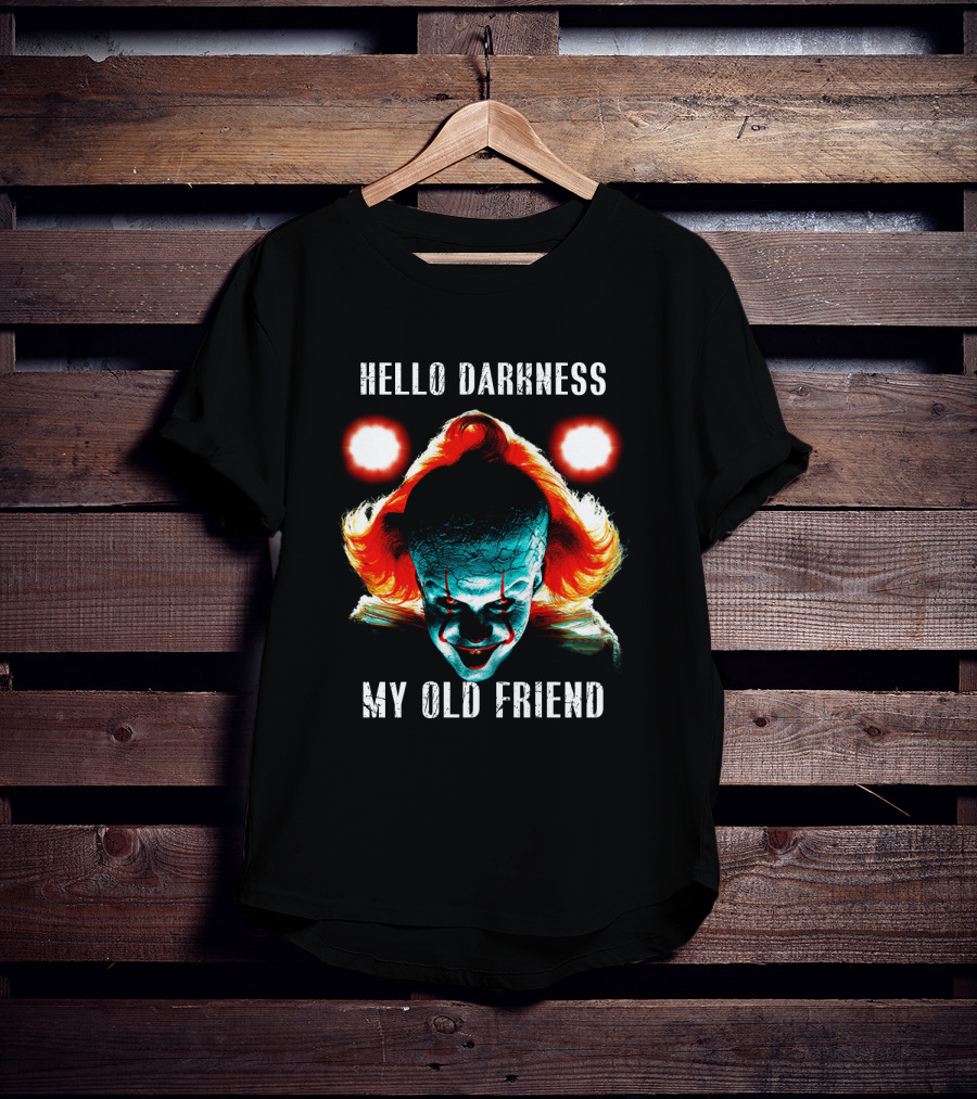 Pennywise Clown Artwork Hello Darkness My Old Friend Horror T-Shirt