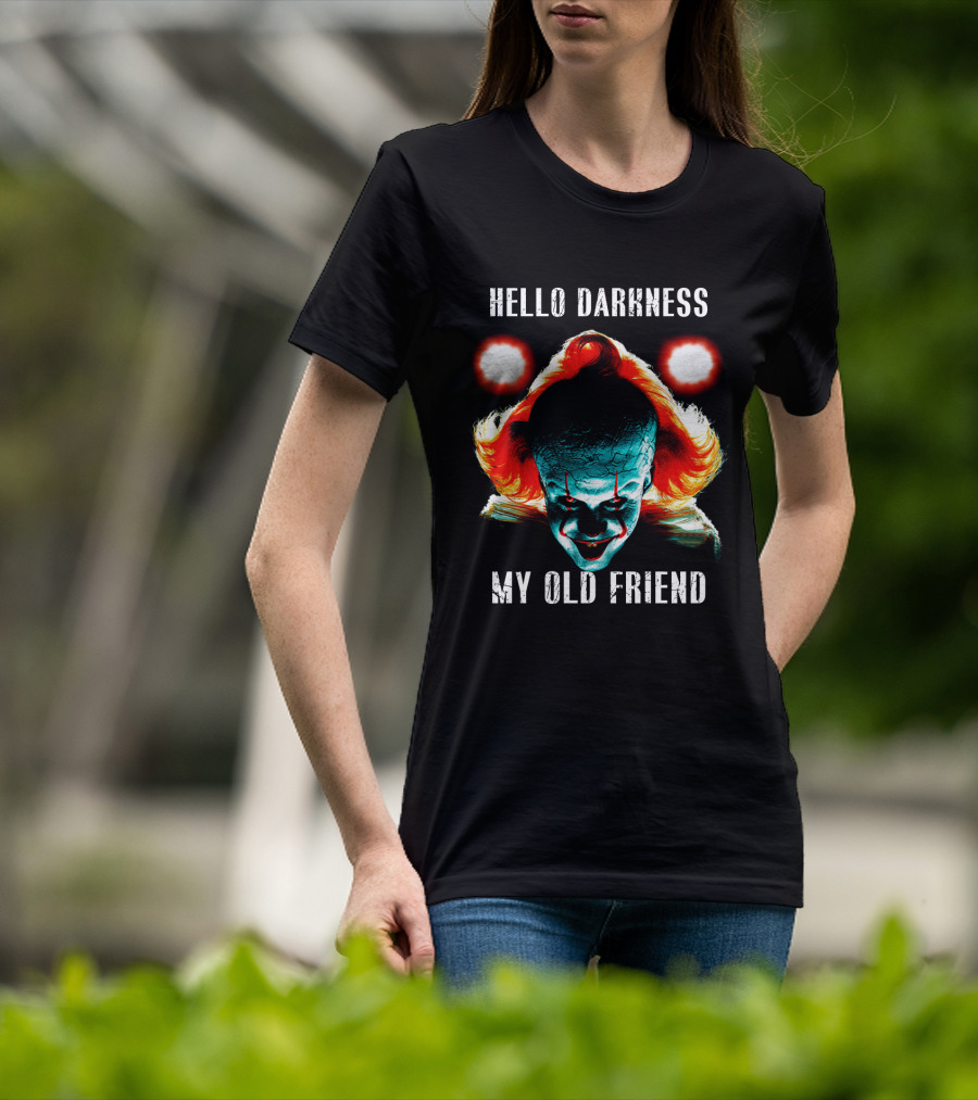 Pennywise Clown Artwork Hello Darkness My Old Friend Horror T-Shirt