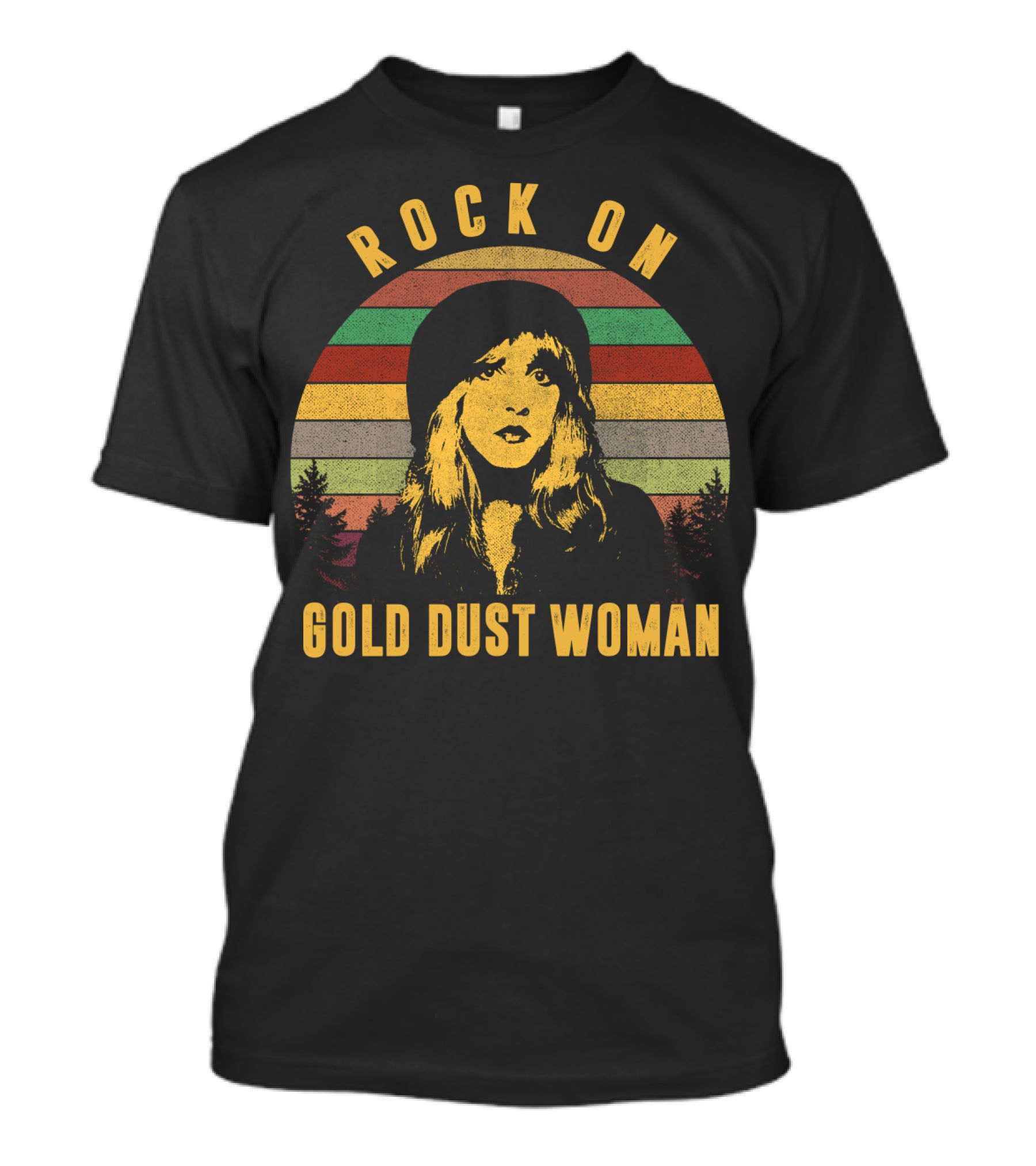 Rock On Gold Dust Woman Vintage Stripes Forest T-Shirt