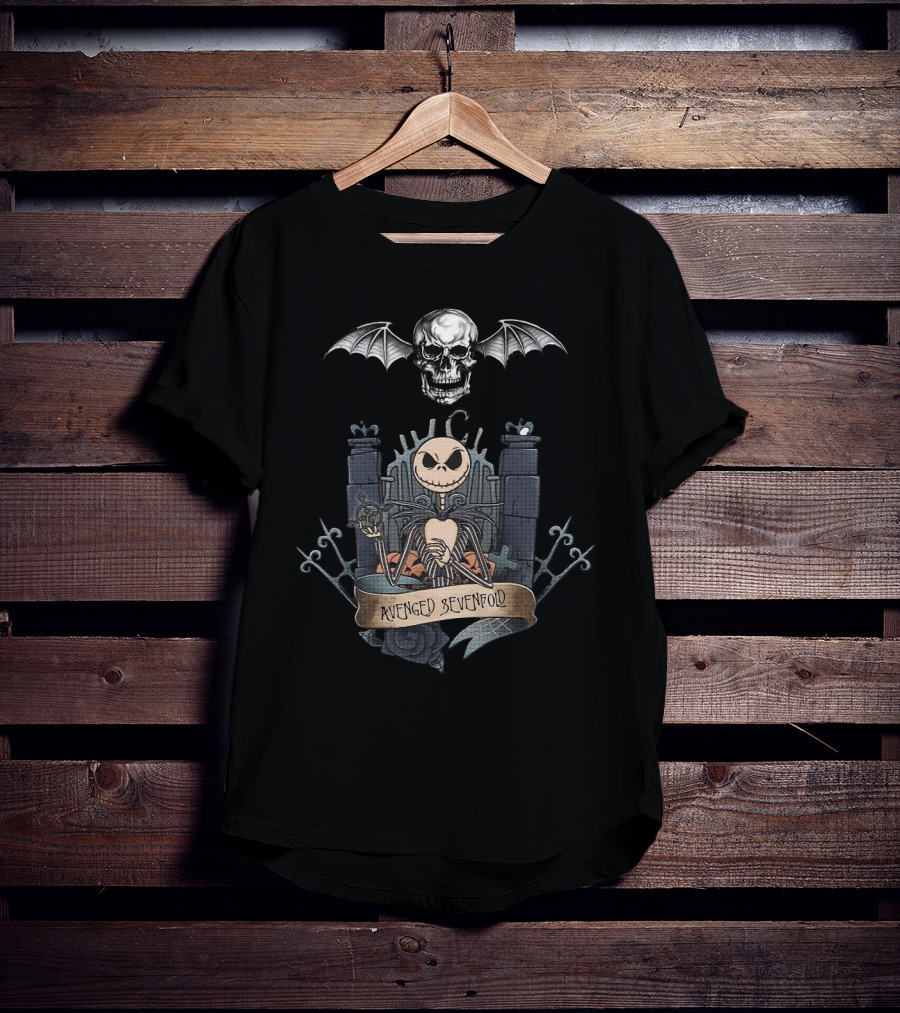 Jack Skellington Avenged Sevenfold Bat Skull Gothic Crossover T-Shirt