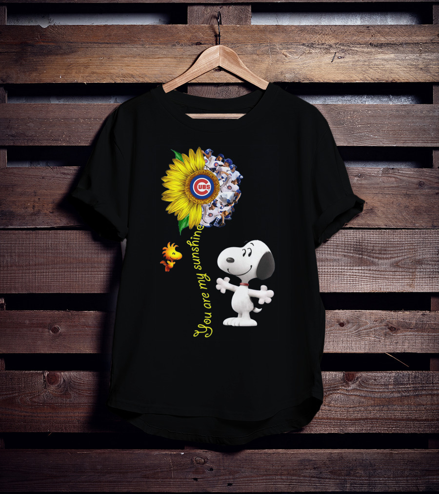 Snoopy Chicago Cubs You Are My Sunshine Sunflower Baseball T-Shirt