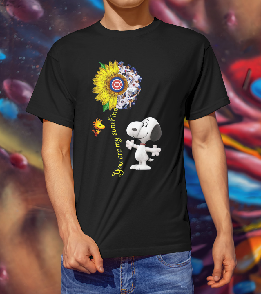 Snoopy Chicago Cubs You Are My Sunshine Sunflower Baseball T-Shirt