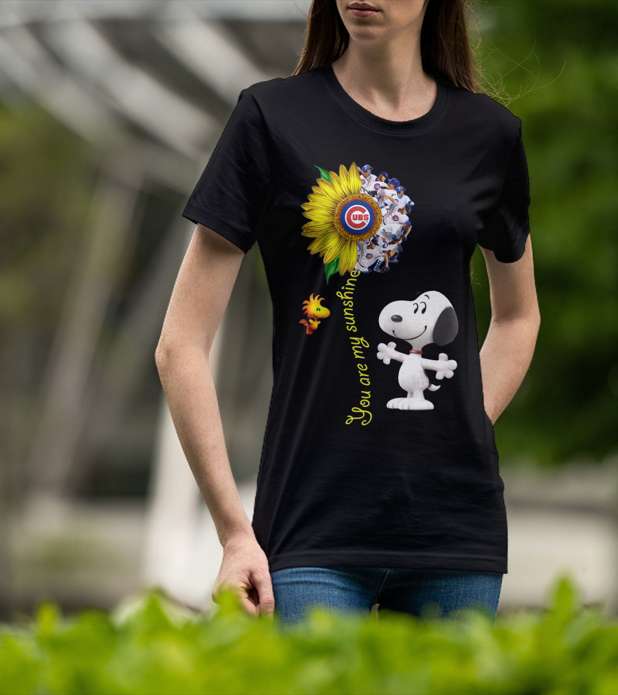 Snoopy Chicago Cubs You Are My Sunshine Sunflower Baseball T-Shirt