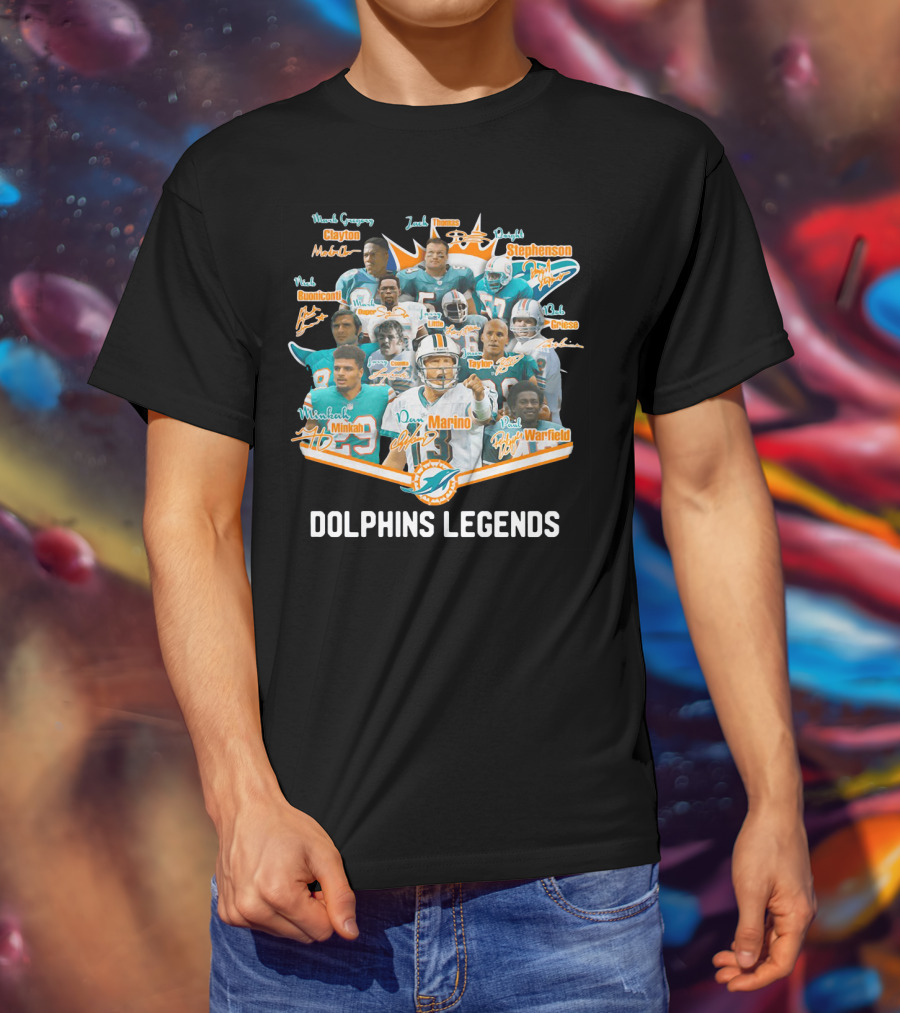 Dolphins Legends Marino Minkah Stephenson Buoniconti Warfield Gase Griese Taylor Thomas Clayton Mandich T-Shirt