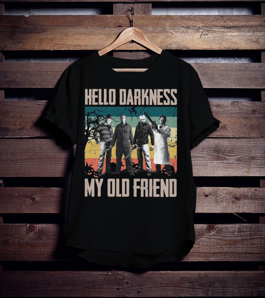 Hello Darkness My Old Friend Horror Icons Halloween T-Shirt