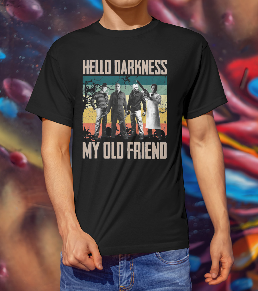 Hello Darkness My Old Friend Horror Icons Halloween T-Shirt