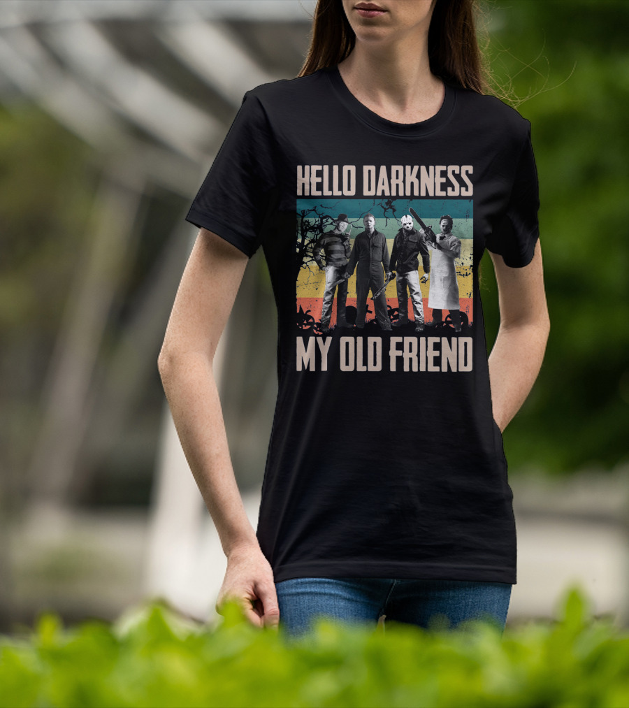 Hello Darkness My Old Friend Horror Icons Halloween T-Shirt