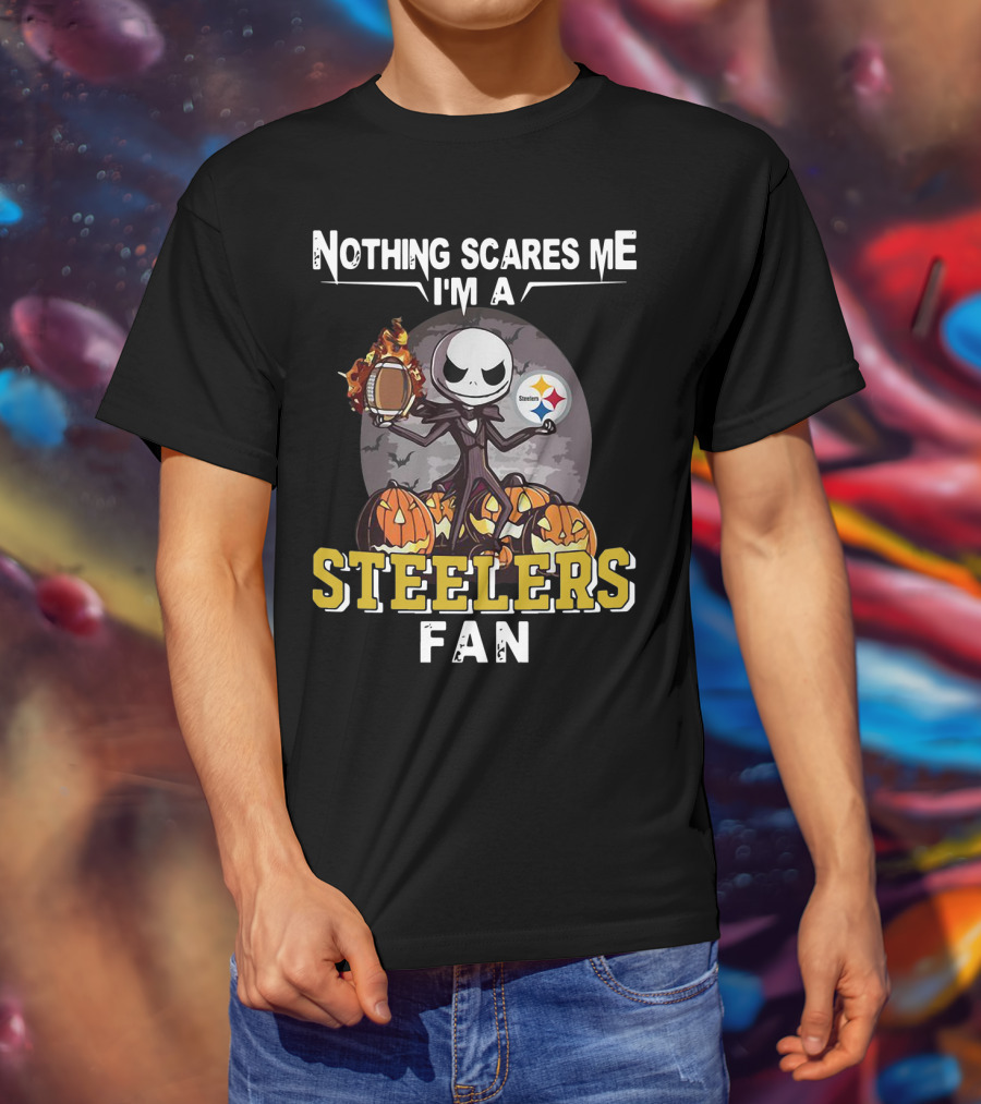 Jack Skellington Nothing Scares Me I'm A Steelers Fan T-Shirt