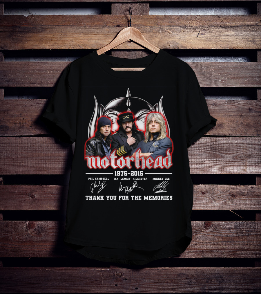 Motorhead 1975-2015 Thank You For The Memories Phil Campbell Ian 'Lemmy' Kilmister Mikkey Dee T-Shirt