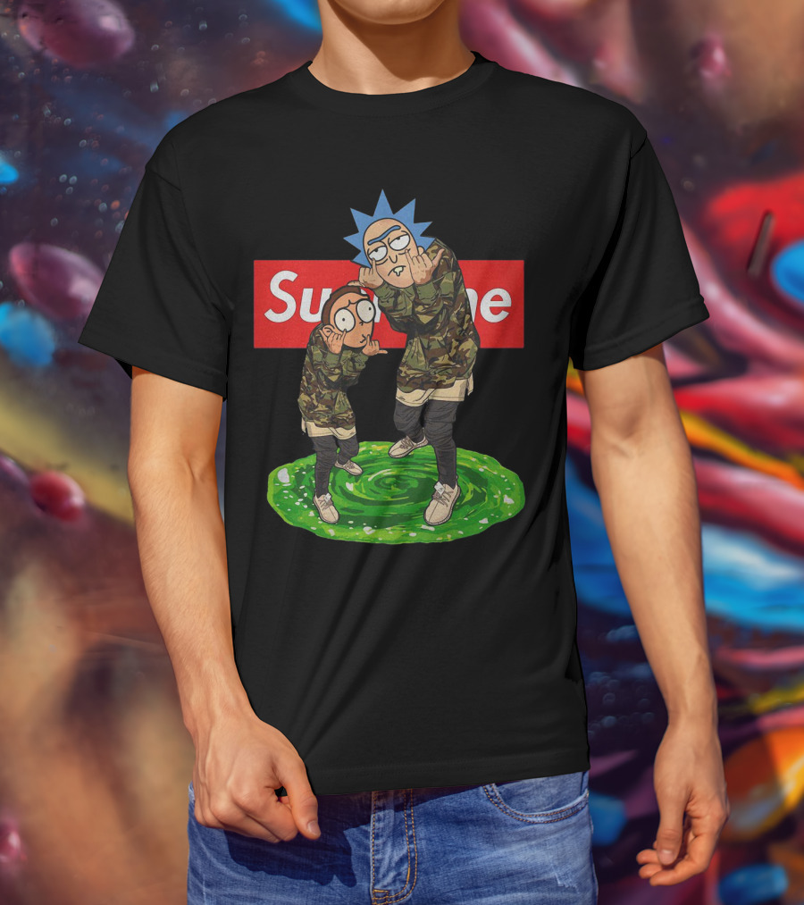 Rick And Morty Supreme Portal Streetwear Camo T-Shirt