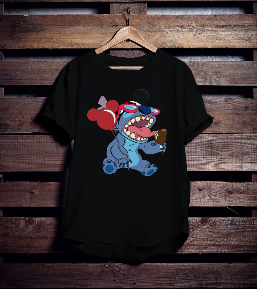 Stitch Vacay Mode With Ice Cream And Mickey Balloon T-Shirt