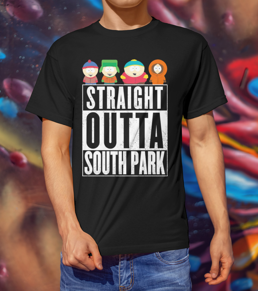 Straight Outta South Park With Iconic Characters Cartman Kyle Stan And Kenny T-Shirt