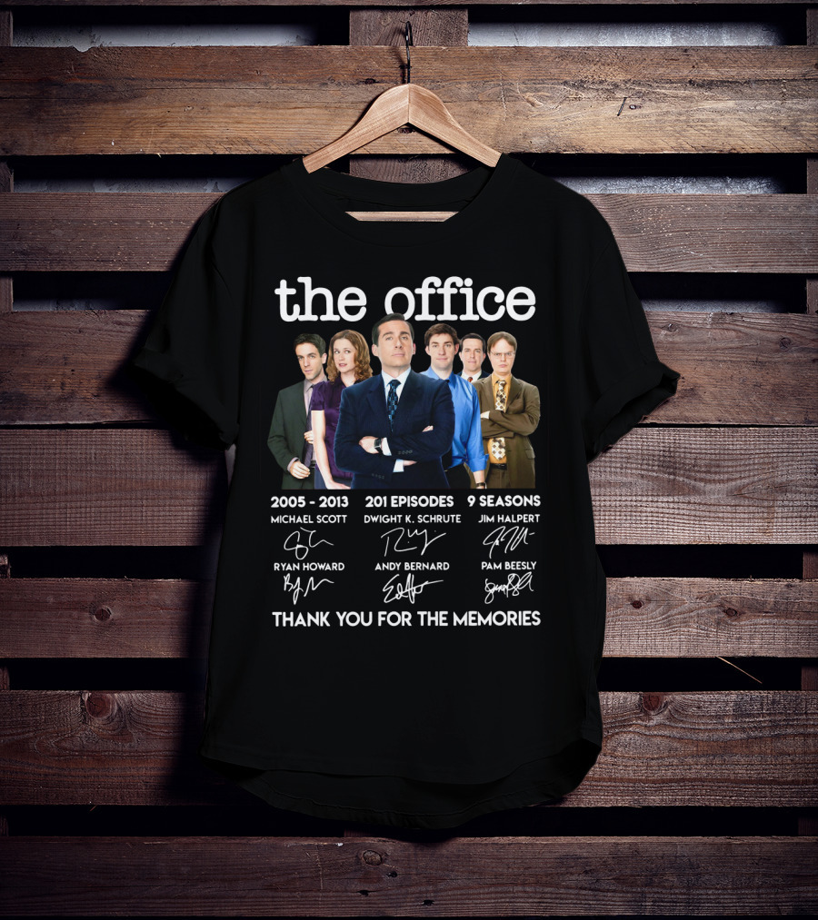 The Office 2005-2013 Thank You For The Memories 201 Episodes 9 Seasons Michael Scott Dwight K. Schrute Jim Halpert Pam Beesly Ryan Howard Andy Bernard T-Shirt