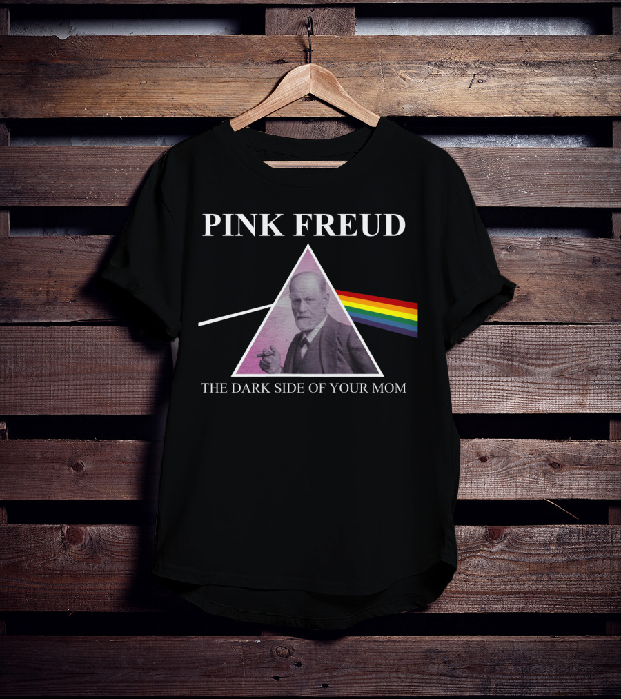 Pink Freud The Dark Side Of Your Mom Sigmund Freud Rainbow Prism Triangle T-Shirt