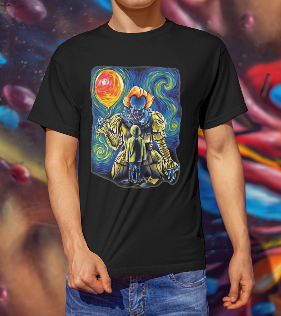 Starry Night Pennywise And Georgie Balloon Encounter T-Shirt
