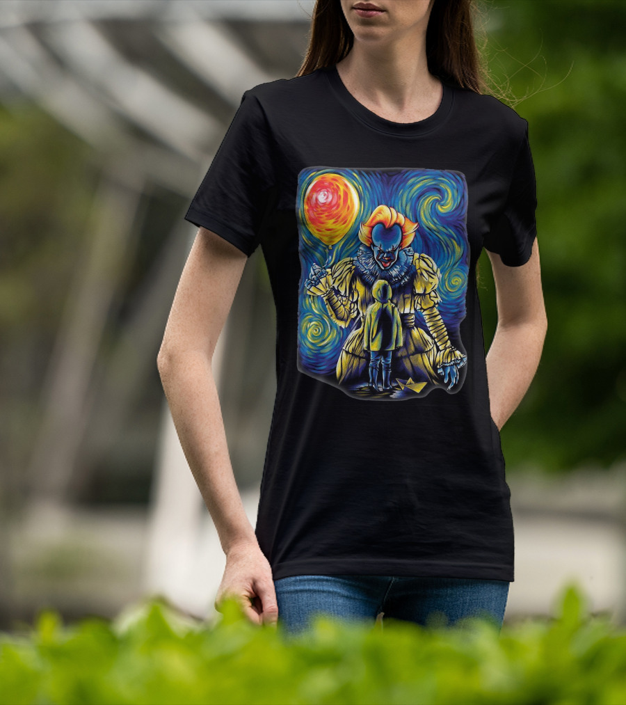 Starry Night Pennywise And Georgie Balloon Encounter T-Shirt