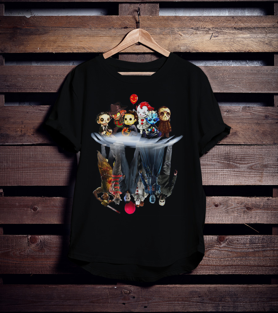 Michael Myers Jason Voorhees Freddy Joker Pennywise Hellraiser Horror Icons Reflection Balloon T-Shirt