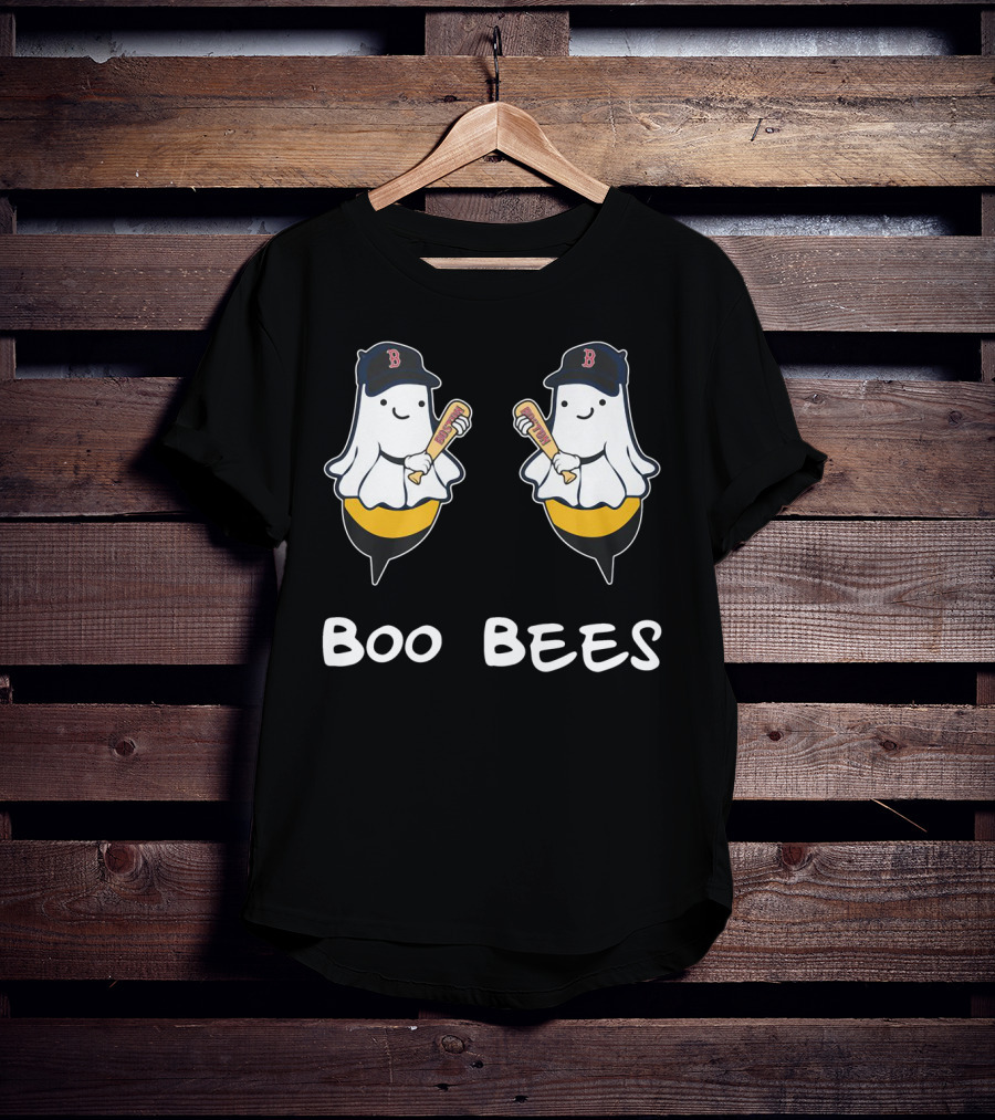 Boo Bees Boston Red Sox Ghosts With Baseball Caps And Bats T-Shirt