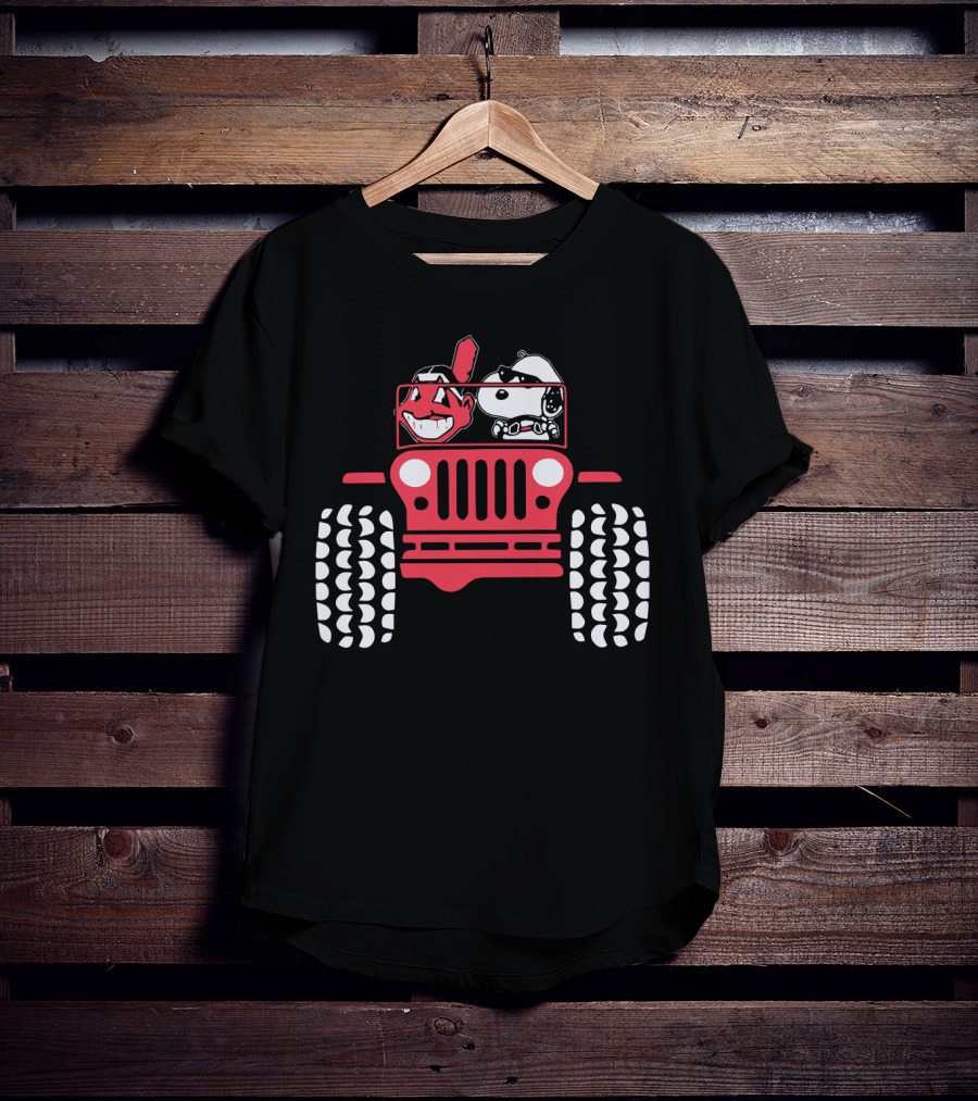 Snoopy Cleveland Indians Jeep Adventure T-Shirt