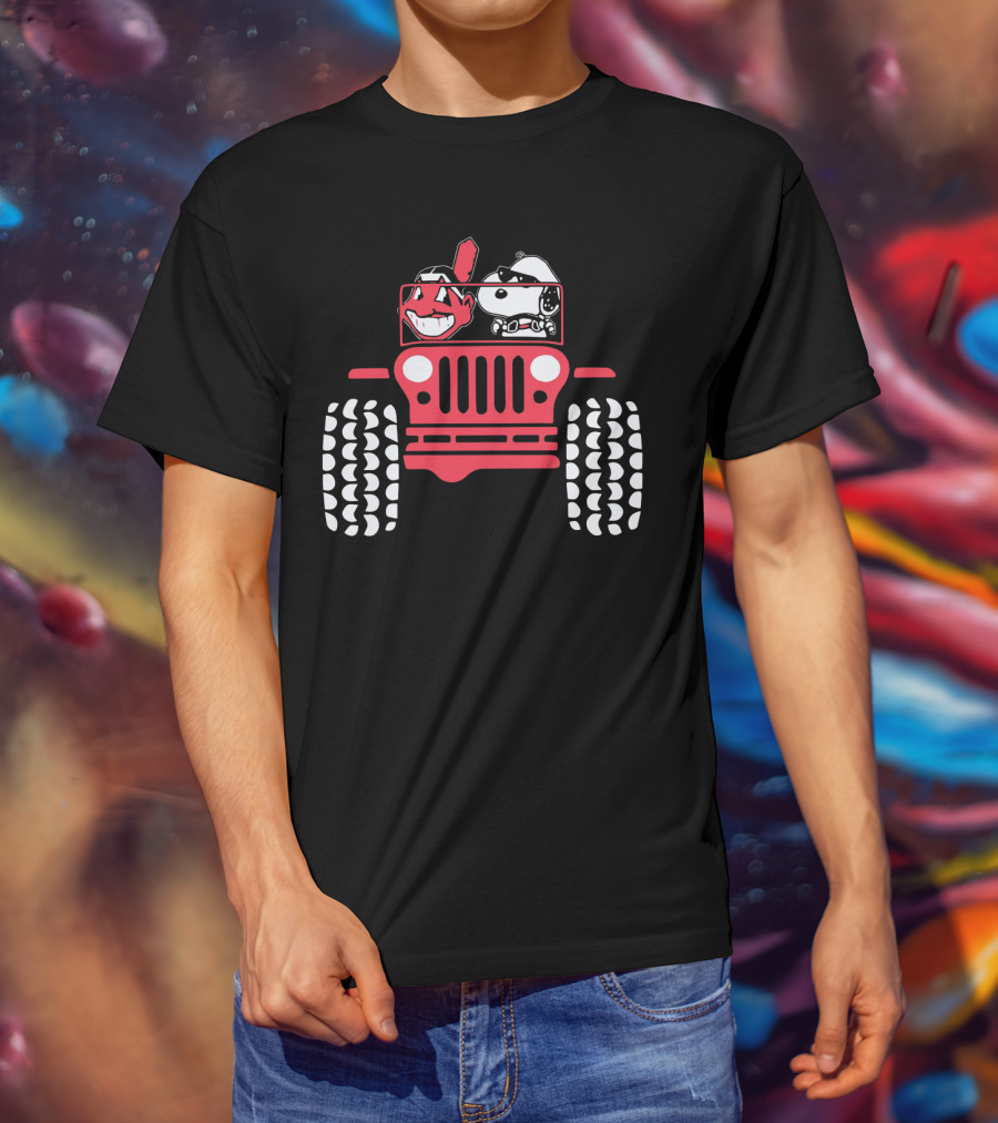 Snoopy Cleveland Indians Jeep Adventure T-Shirt