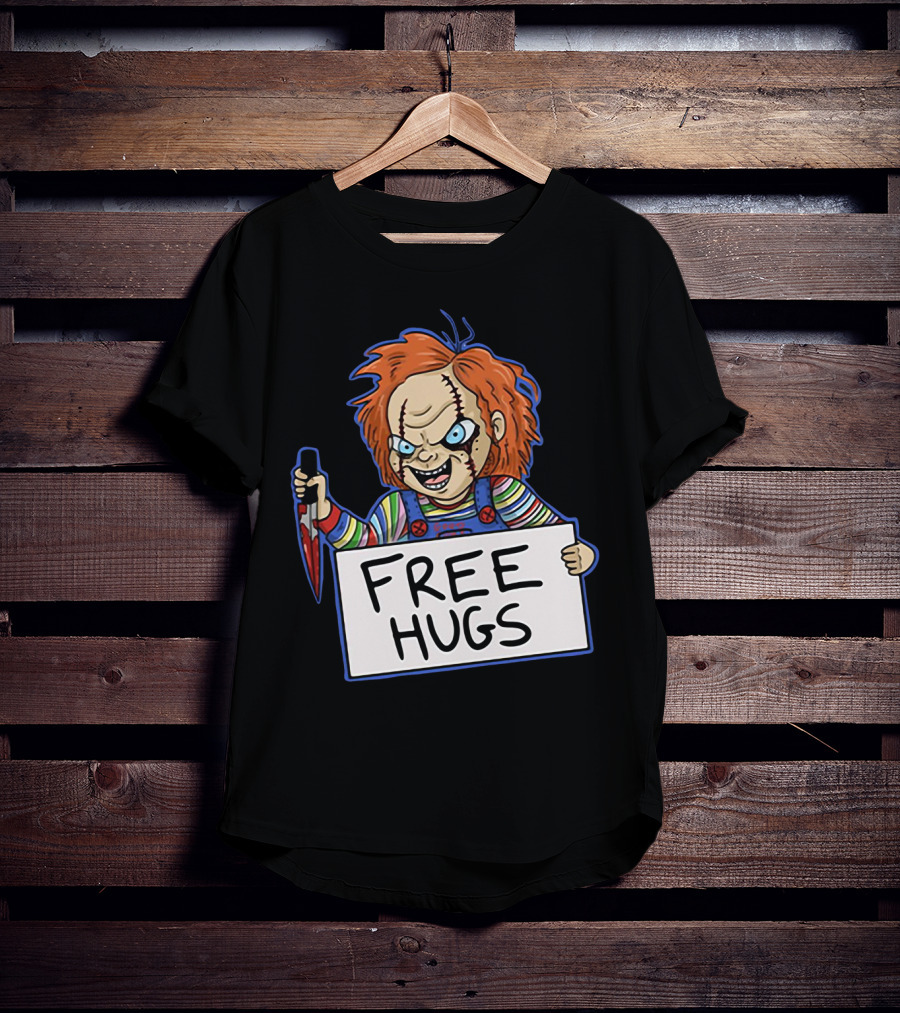 Chucky Free Hugs With Knife And Red Hair T-Shirt