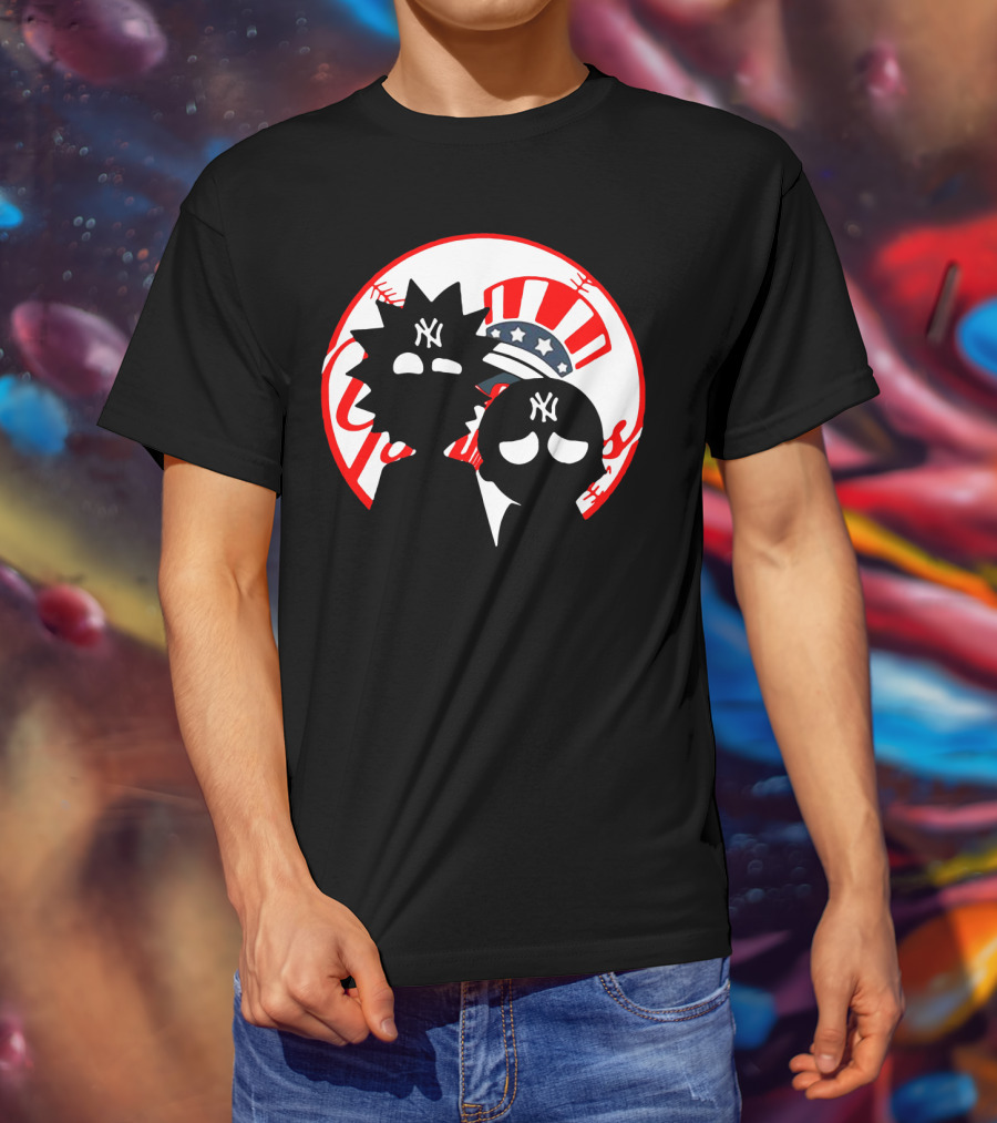 Rick And Morty Yankees New York City Yankees Logo Fusion Yankees Cap T-Shirt