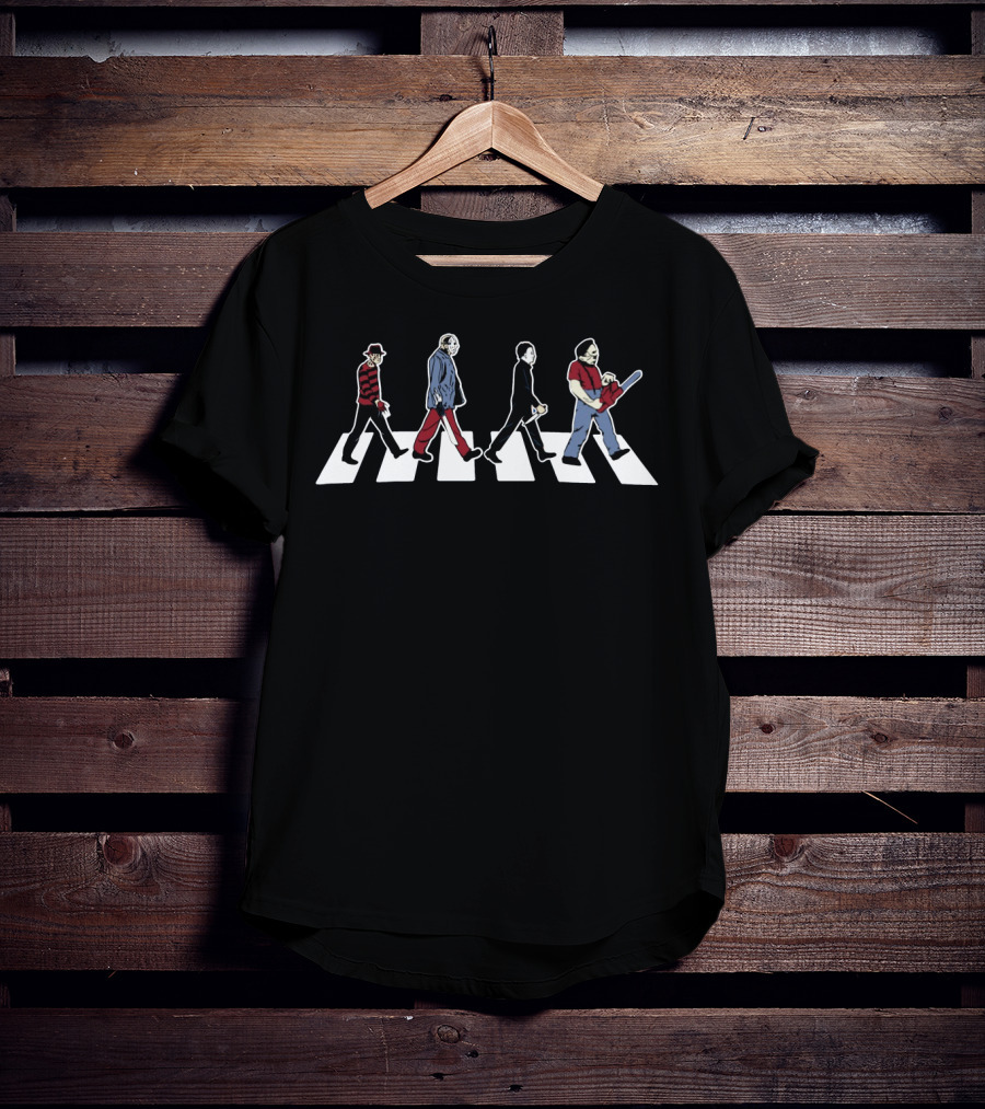 Stabby Road Halloween Horror Icons Abbey Road T-Shirt