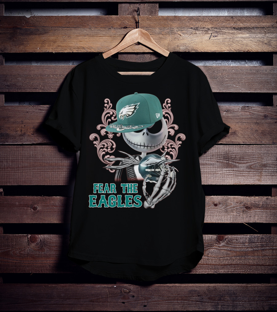 Jack Skellington Fear The Eagles Philadelphia Football T-Shirt