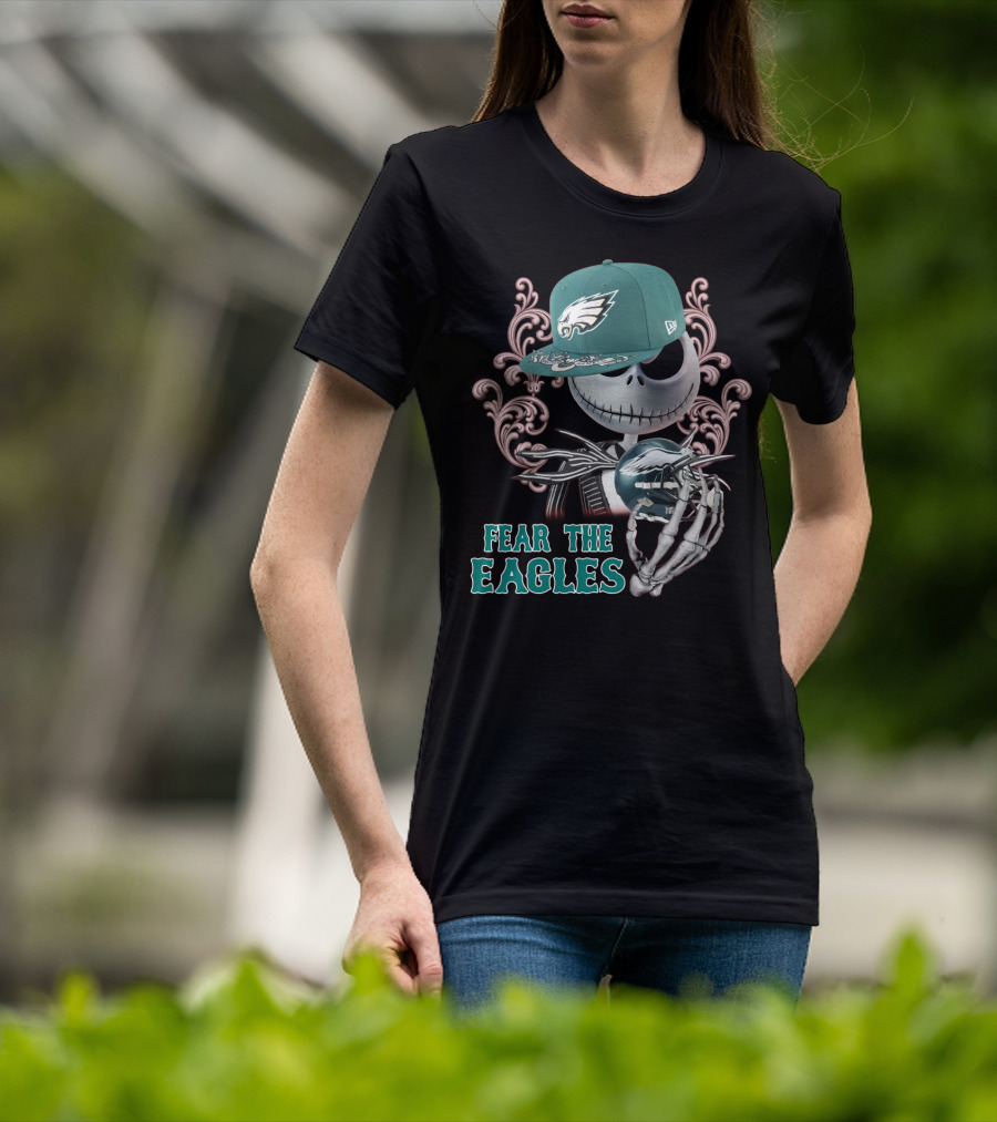 Jack Skellington Fear The Eagles Philadelphia Football T-Shirt