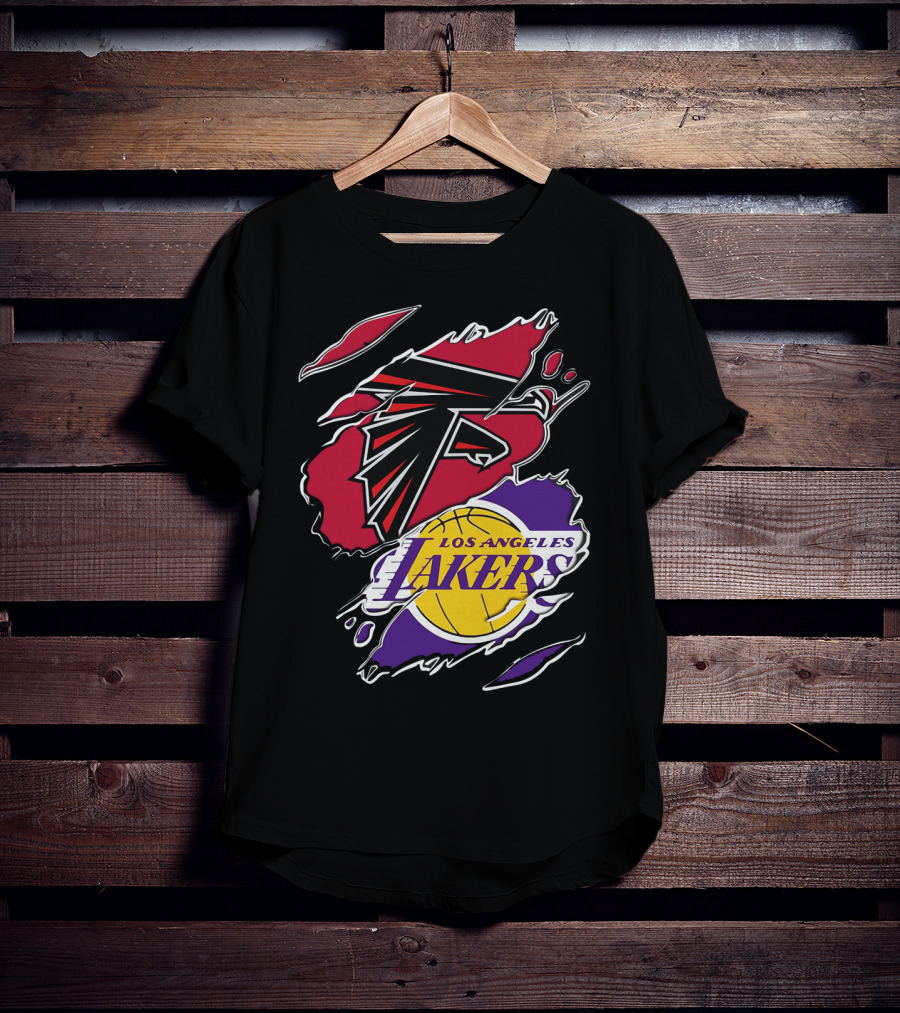 Atlanta Falcons Los Angeles Lakers Logo Mashup T-Shirt