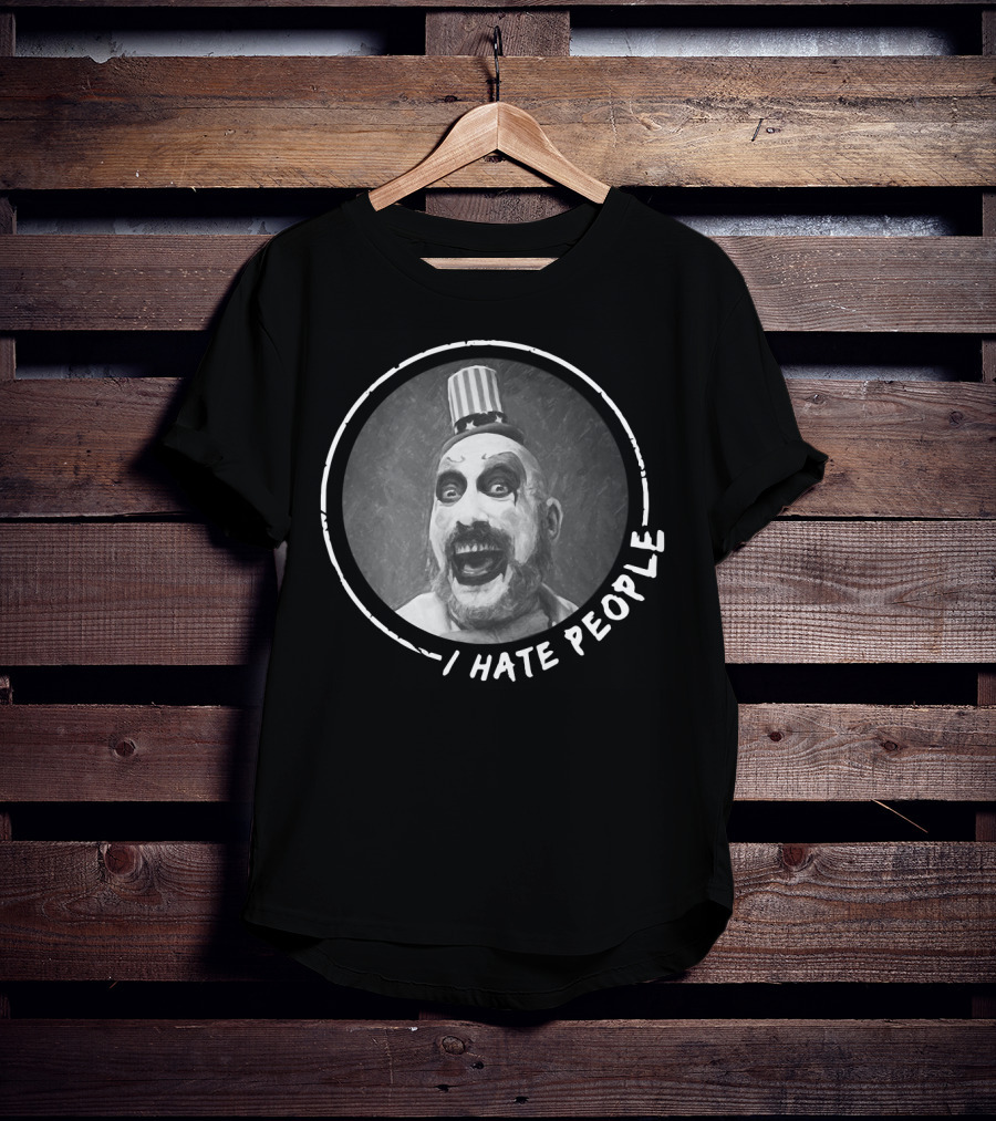 Captain Spaulding I Hate People Clown With Patriotic Hat And Grinning Expression T-Shirt