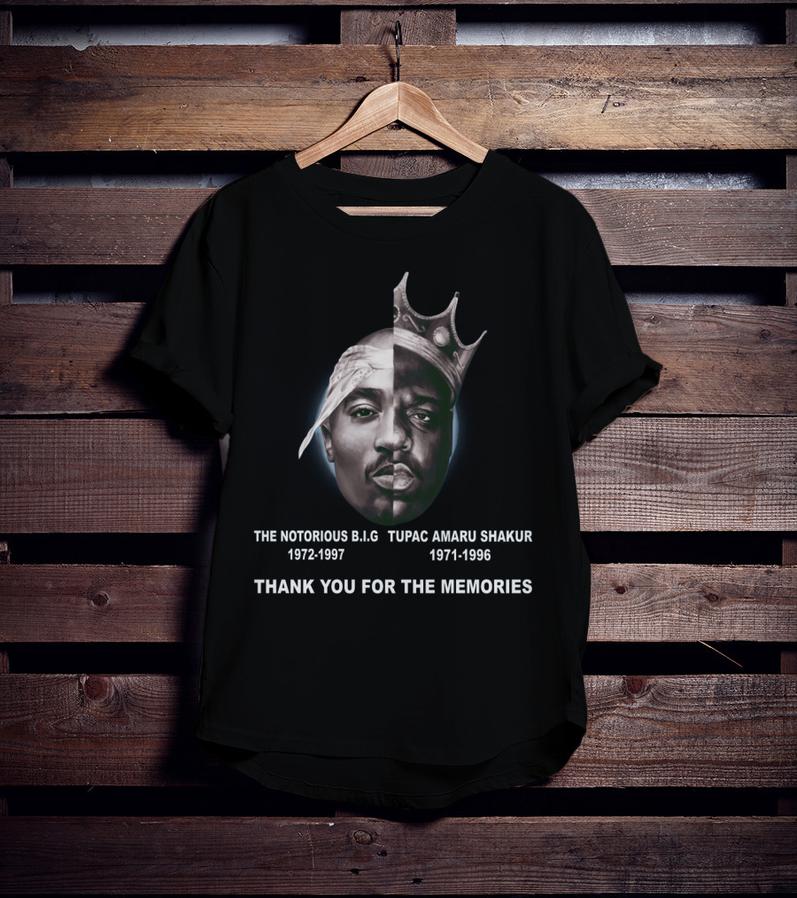 The Notorious Big Tupac Amaru Shakur 1972-1997 1971-1996 Thank You For The Memories T-Shirt