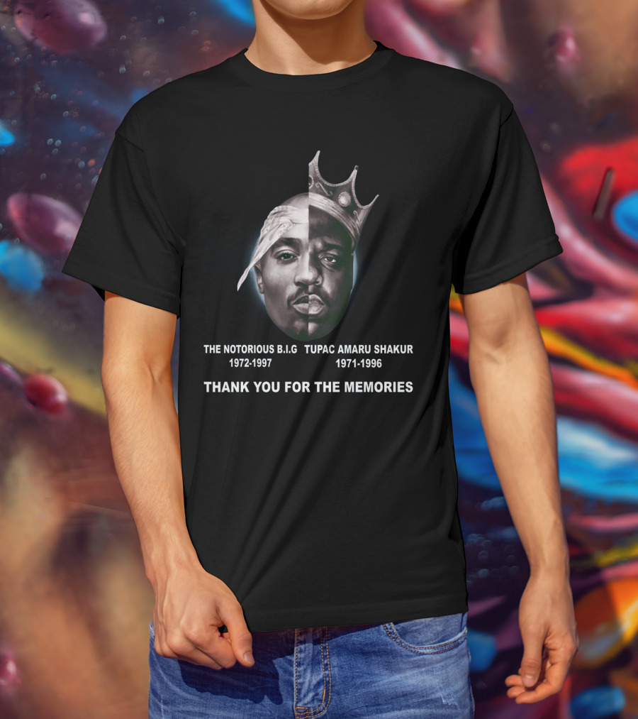 The Notorious Big Tupac Amaru Shakur 1972-1997 1971-1996 Thank You For The Memories T-Shirt