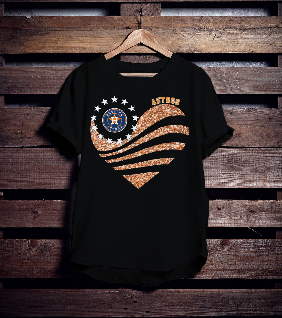 Houston Astros Heart Glitter Stars T-Shirt