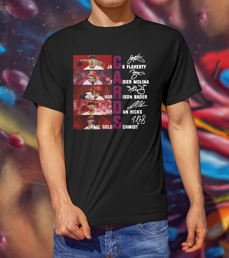 Cards Jack Flaherty Yadier Molina Harrison Bader Jordan Hicks Paul Goldschmidt T-Shirt