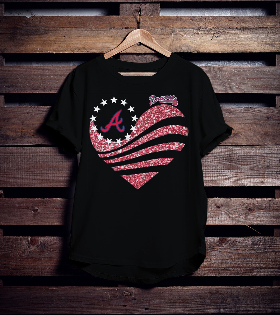 Atlanta Braves Glitter Heart T-Shirt