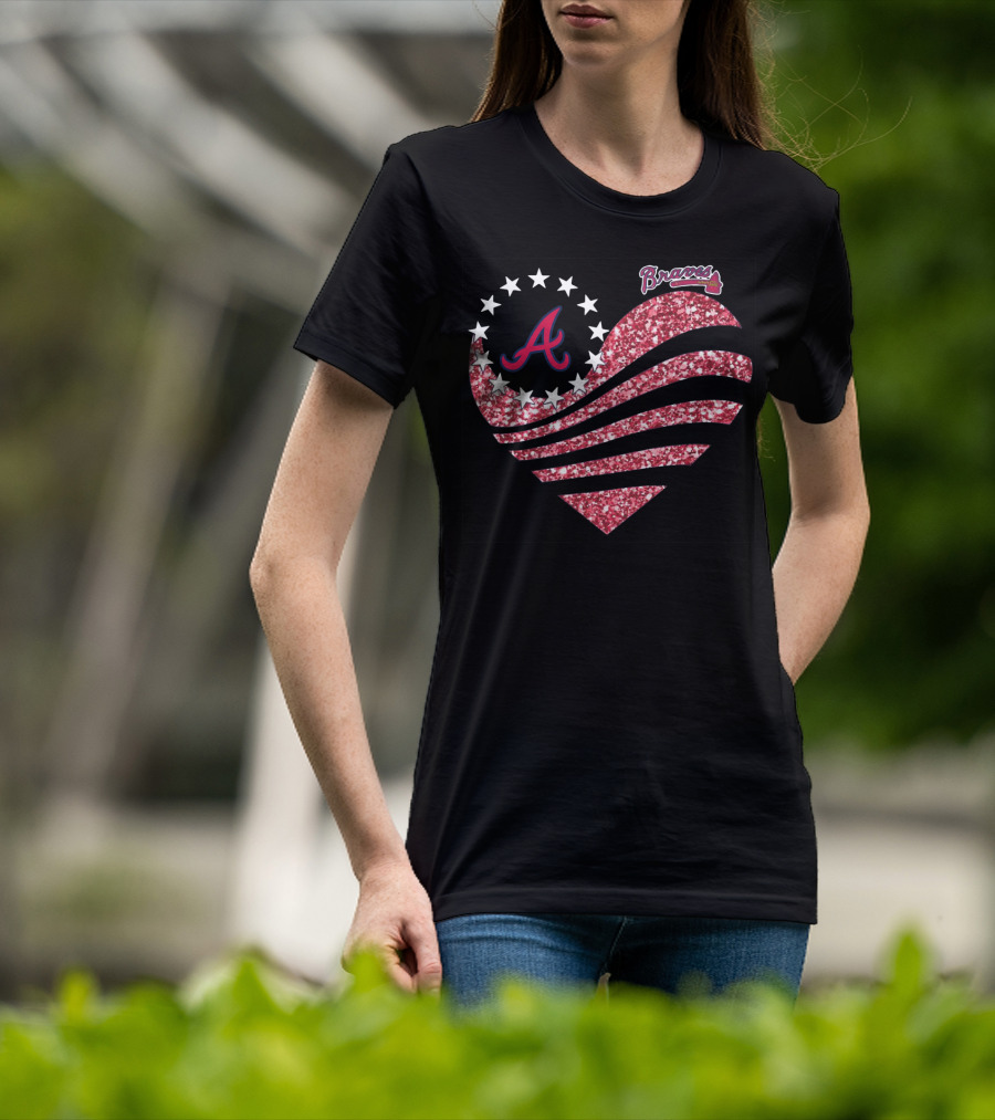 Atlanta Braves Glitter Heart T-Shirt