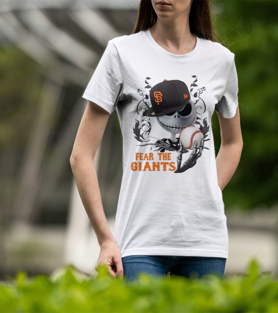 Jack Skellington Fear The Giants San Francisco Baseball Cap Spooky T-Shirt