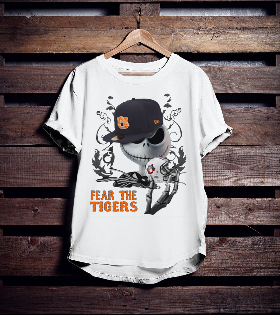 Fear The Auburn Tigers Jack Skellington Helmet And Hat T-Shirt