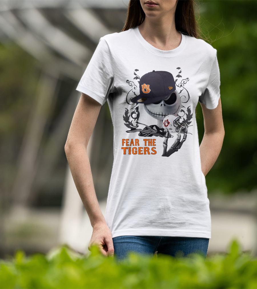 Fear The Auburn Tigers Jack Skellington Helmet And Hat T-Shirt