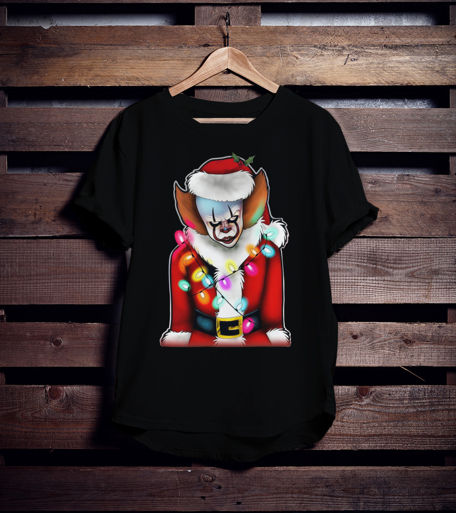 Pennywise Santa Claus Christmas Lights T-Shirt