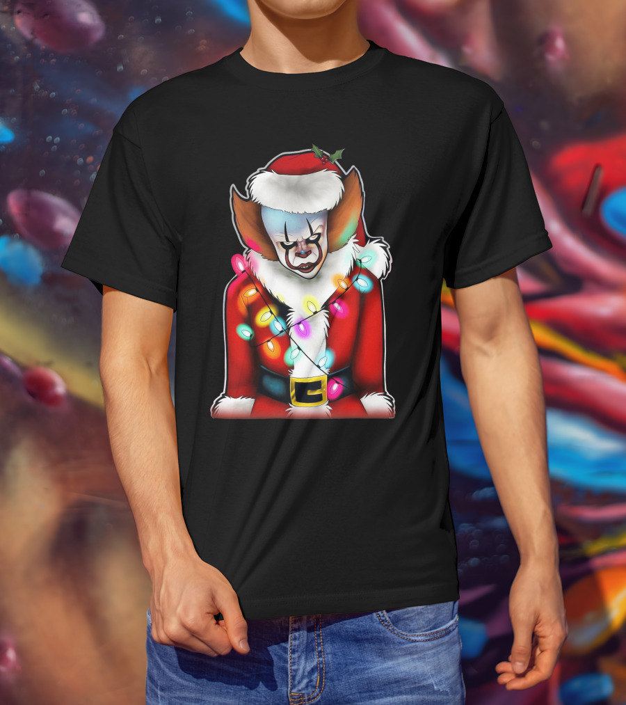 Pennywise Santa Claus Christmas Lights T-Shirt