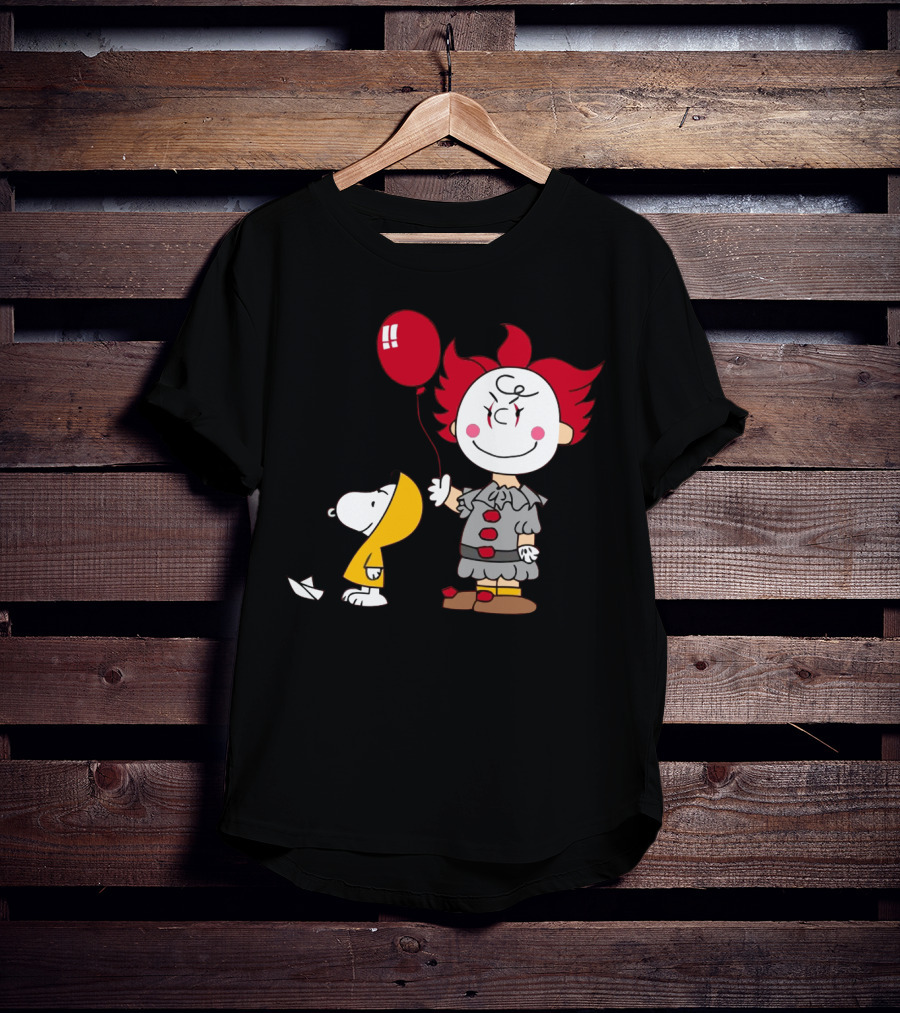 Charlie Brown Balloon Costume With Snoopy Woodstock Pennywise Crossover Red Balloon T-Shirt
