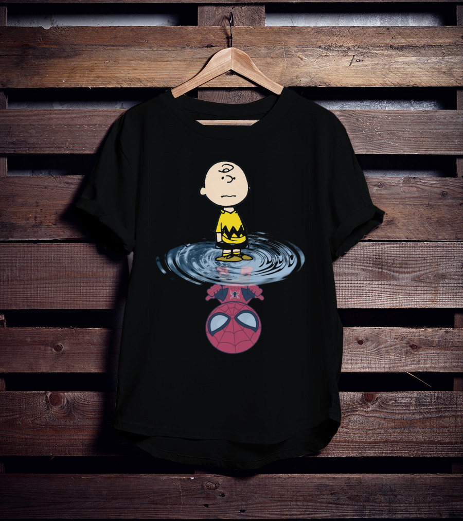 Charlie Brown Standing Over Spider-Man Reflection T-Shirt