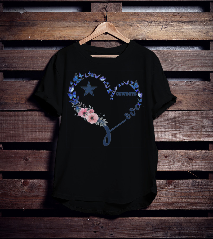 Dallas Cowboys Heart Butterfly Love T-Shirt