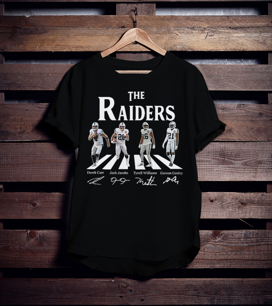 The Raiders Derek Carr Josh Jacobs Tyrell Williams Gareon Conley Abbey RoadIllustration T-Shirt